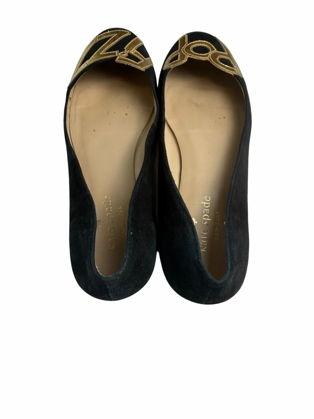 kate spade Pop Fizz ballet flats black suede leather size 6.5